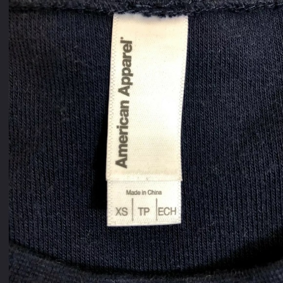 American Apparel T-Shirt French Terry XS Navy Blue - Picture 8 of 8